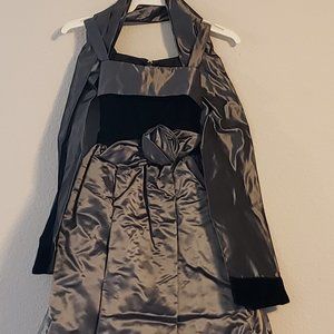 New kids time formal black velvet and gray dress